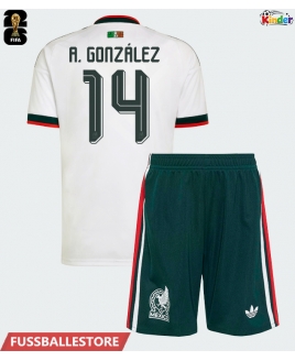 Günstige Mexiko Armando Gonzalez #14 Auswärts Trikotsatzt Kinder WM 2026 Kurzarm (+ Kurze Hosen)